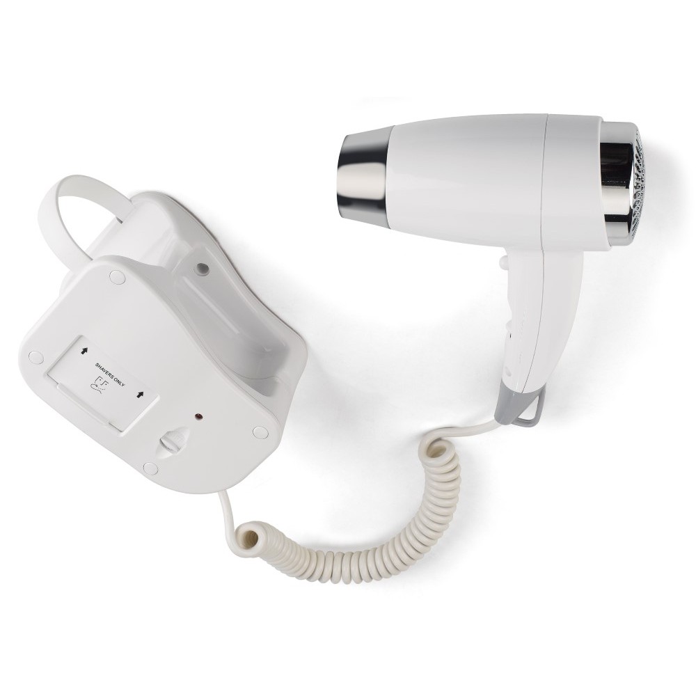 HD22W Asciugacapelli da Muro Colore Bianco Potenza 1600W con Presa Rasoio